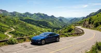 Best electric vehicles of 2026 parked on a scenic mountain road on a sunny day