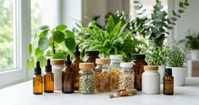 Wellness supplement bottles arranged on a white surface representing best menopause supplements options