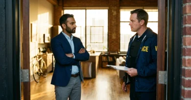 Person talking to an ICE enforcement agent, representing knowing your rights when ICE knocks