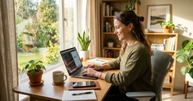 Person working from a home office on a laptop, representing ways to make money online in 2026