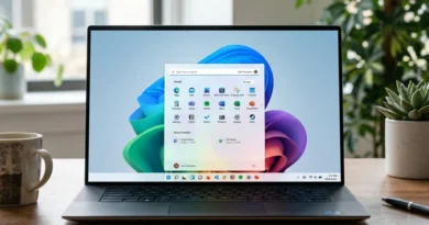 Windows 11 desktop with taskbar and Start menu open, illustrating a working taskbar not working fix