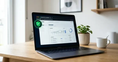 Laptop screen displaying a browser security warning, representing Chromium virus detection