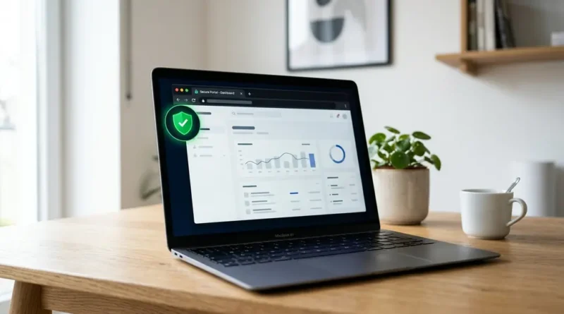 Laptop screen displaying a browser security warning, representing Chromium virus detection