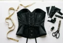 Well-tailored black corset displayed with measuring tape showing how to choose the right corset for your body type